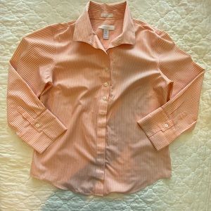 Chico’s Button-Up Shirt Size 0 Orange White Strip